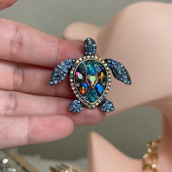 ⚜️💎 Turtle Elegant Blue Crystal Turtle Brooch 🐢 ❤️‍🔥💫 - Picture 9 of 9